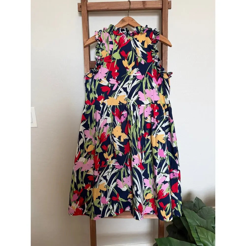 Maggy London | Ruffle Details Stretch Cotton Trapeze Dress | size 6 - Picture 5 of 6